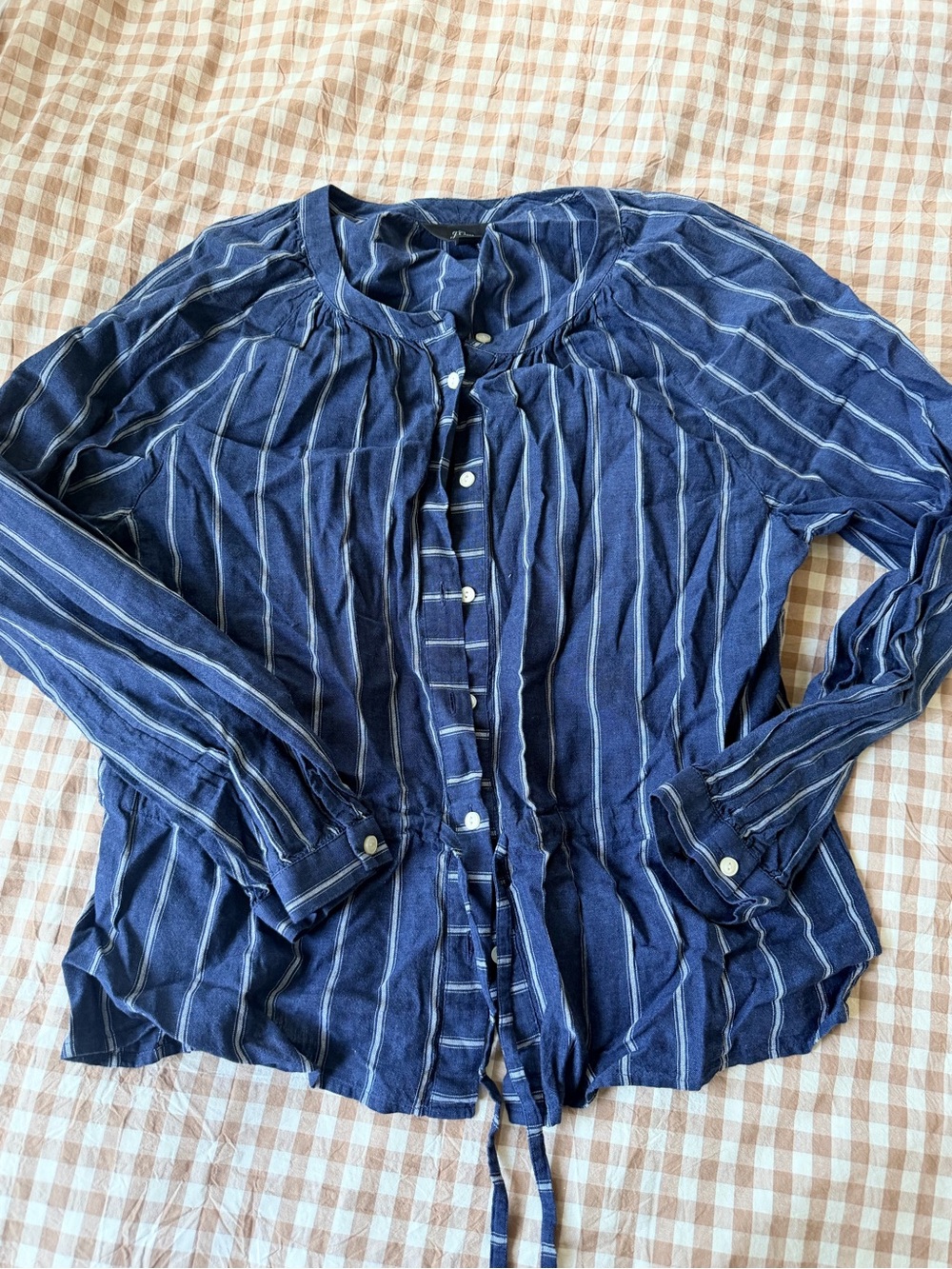J. Crew Navy Striped Button-Front Women’s Top